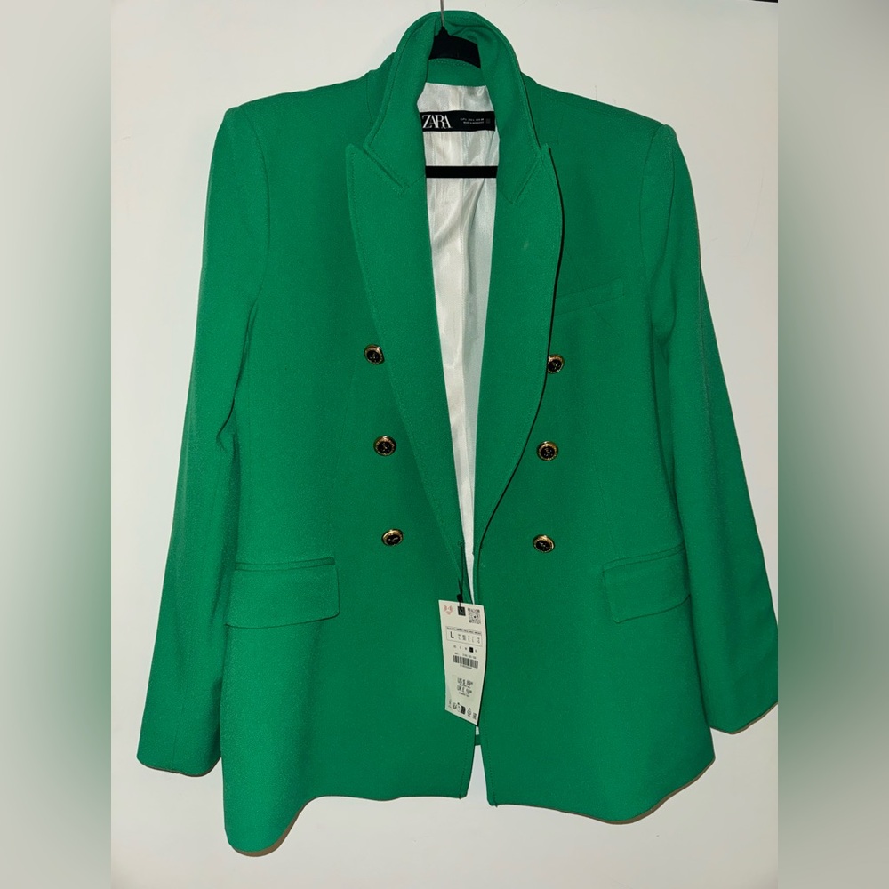 Zara Emerald Blazer with Gold Accents